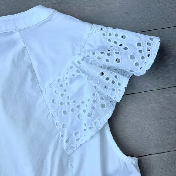 Banana Republic White Eyelet Ruffle Sleeve Blouse - Picture 7 of 10